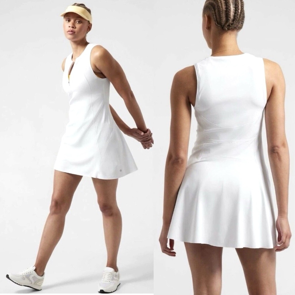 Athleta $89 Ace Tennis Pickleball Athletic Sport Active Dress White Zip XL New
